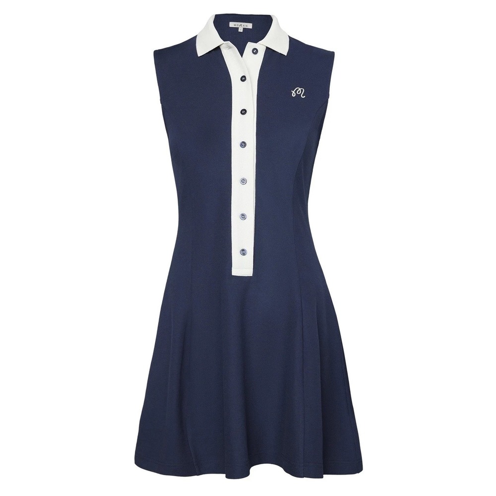 Malbon Golf Grace Sleeveless Dress Navy Blue Women's Sz S 6 Knit Collared Dress